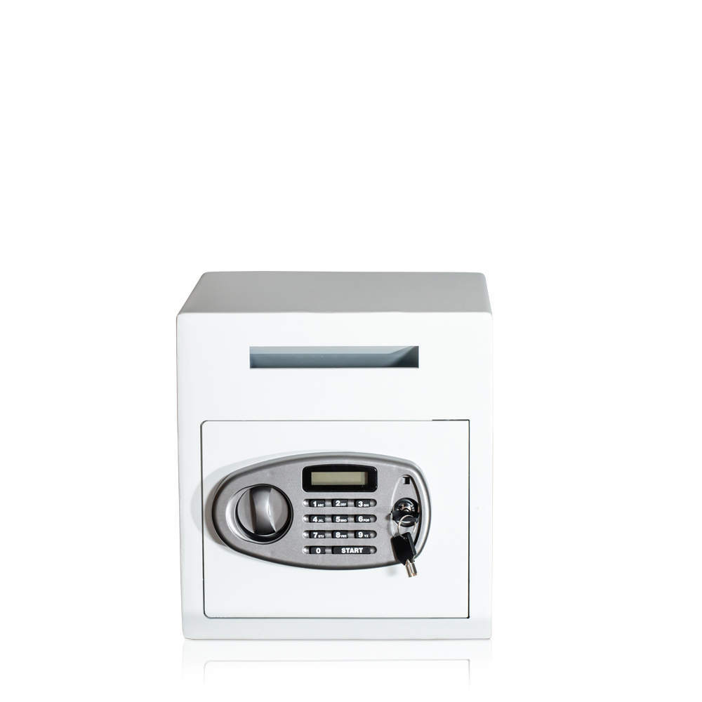 04-10112-Einwurftresor-shop-boutige-Deposittresor-weiss-Einwurfschlitz Coffre-fort de dépôt avec serrure électronique | Blanc | Coffre-fort pour magasin de mode ou restaurant