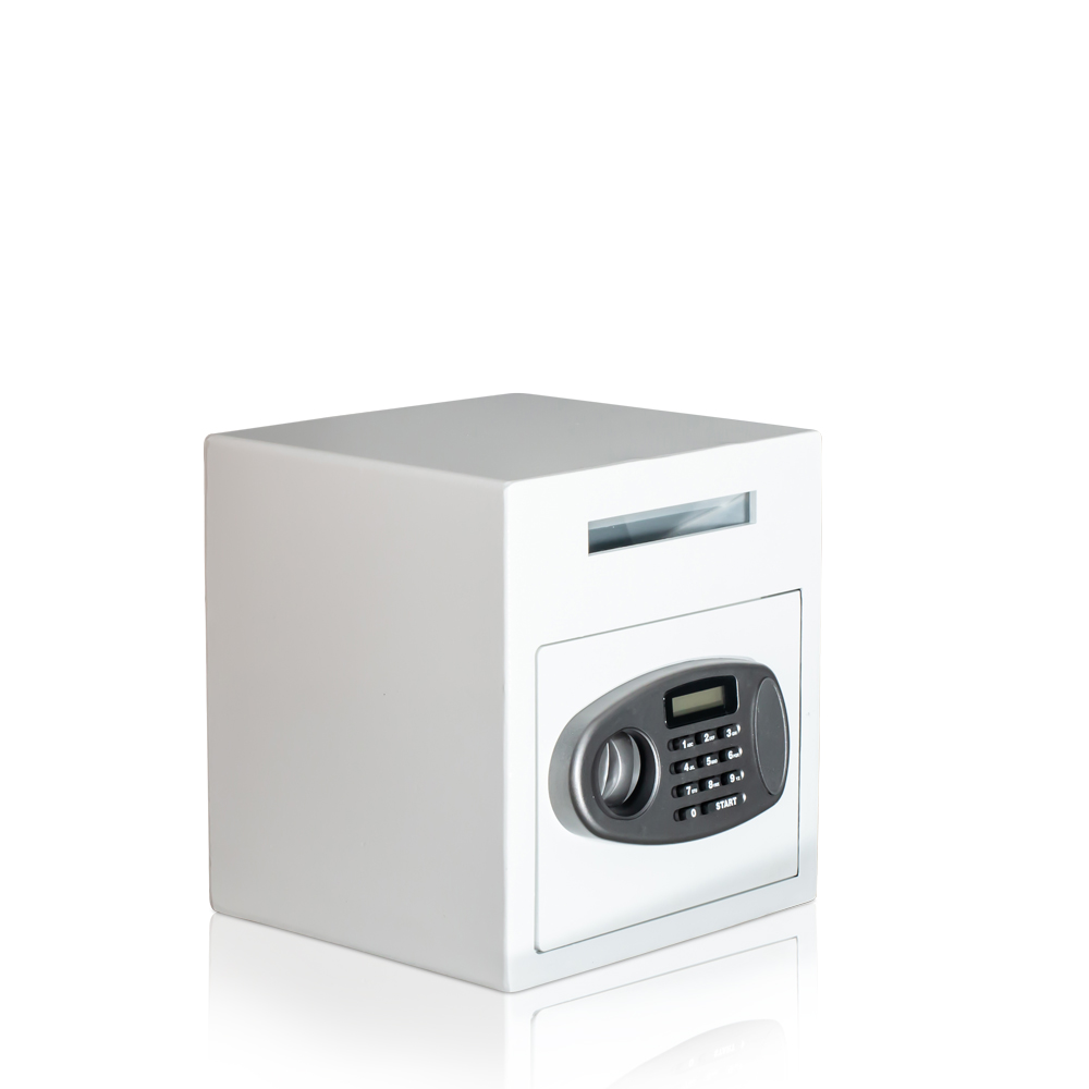 01-10112-Einwurftresor-shop-boutige-Deposittresor-weiss-Einwurfschlitz Coffre-fort de dépôt avec serrure électronique | Blanc | Coffre-fort pour magasin de mode ou restaurant