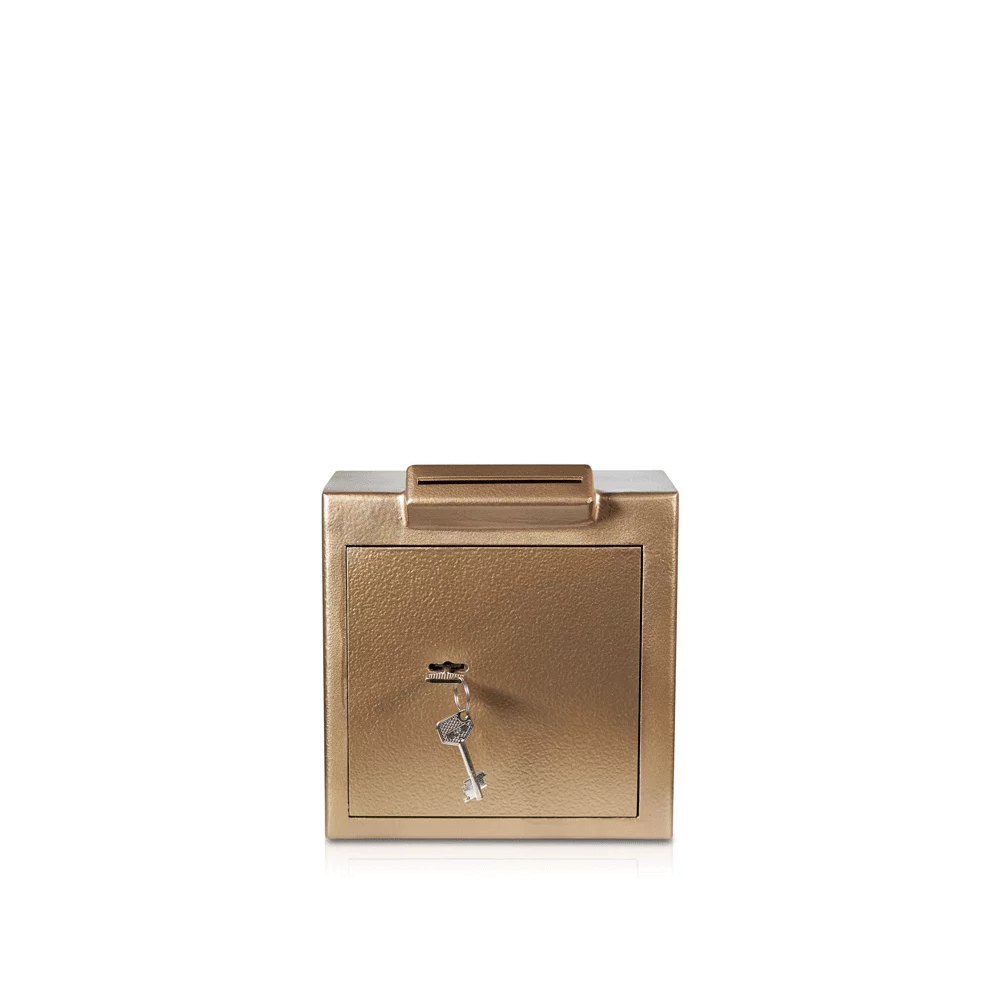 Skarbonka | Złoto - Miedź | Otwór narożny | Ciężka konstrukcja | Wysoka jakość | Sejf kościelny | Sejf na datki