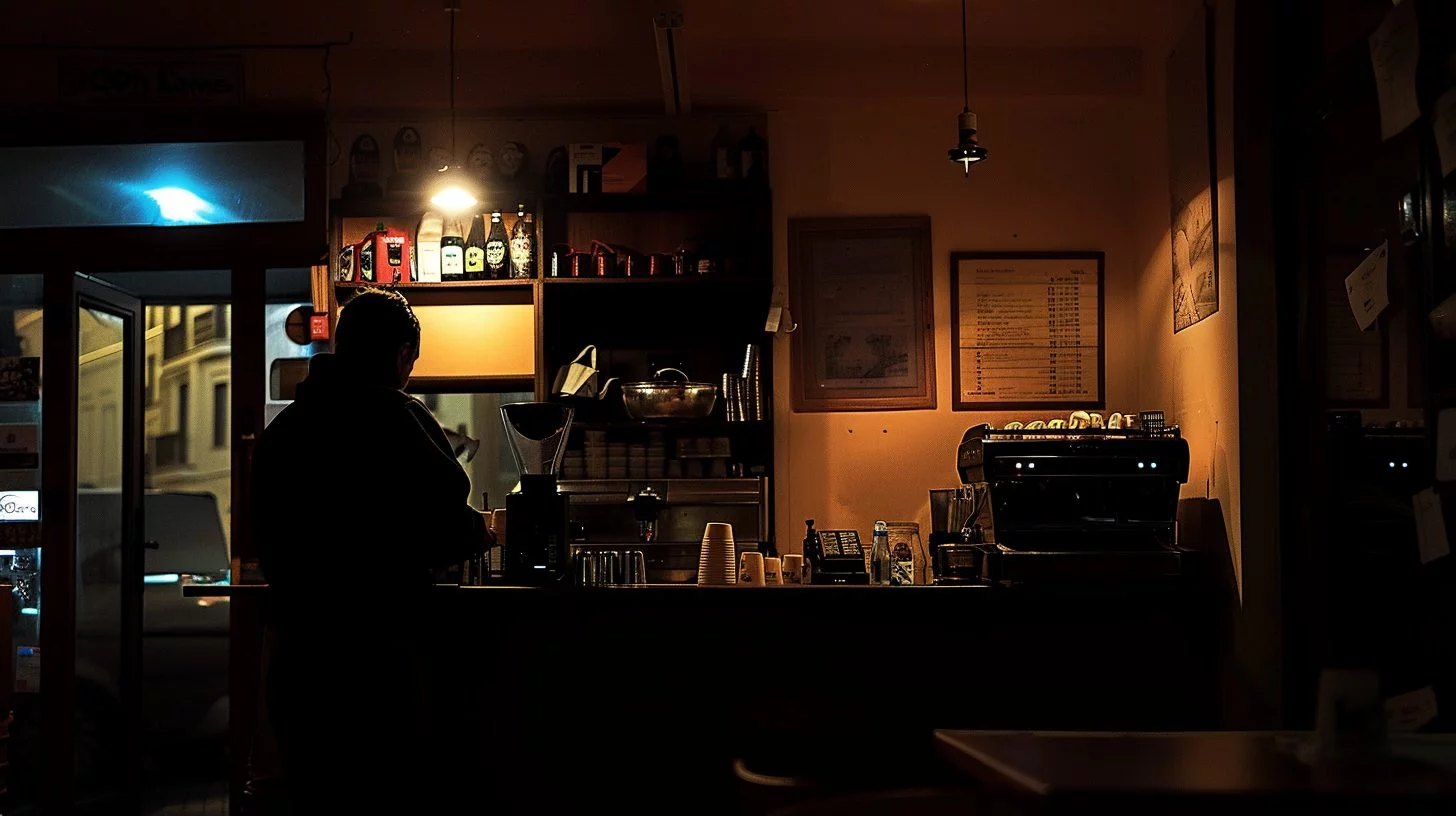 Rawli 09496 Nighttime Interior Of A Caf With Dim Light Front A7c5b5b4 58d2 4427 Bac2 9208e63239d0 2