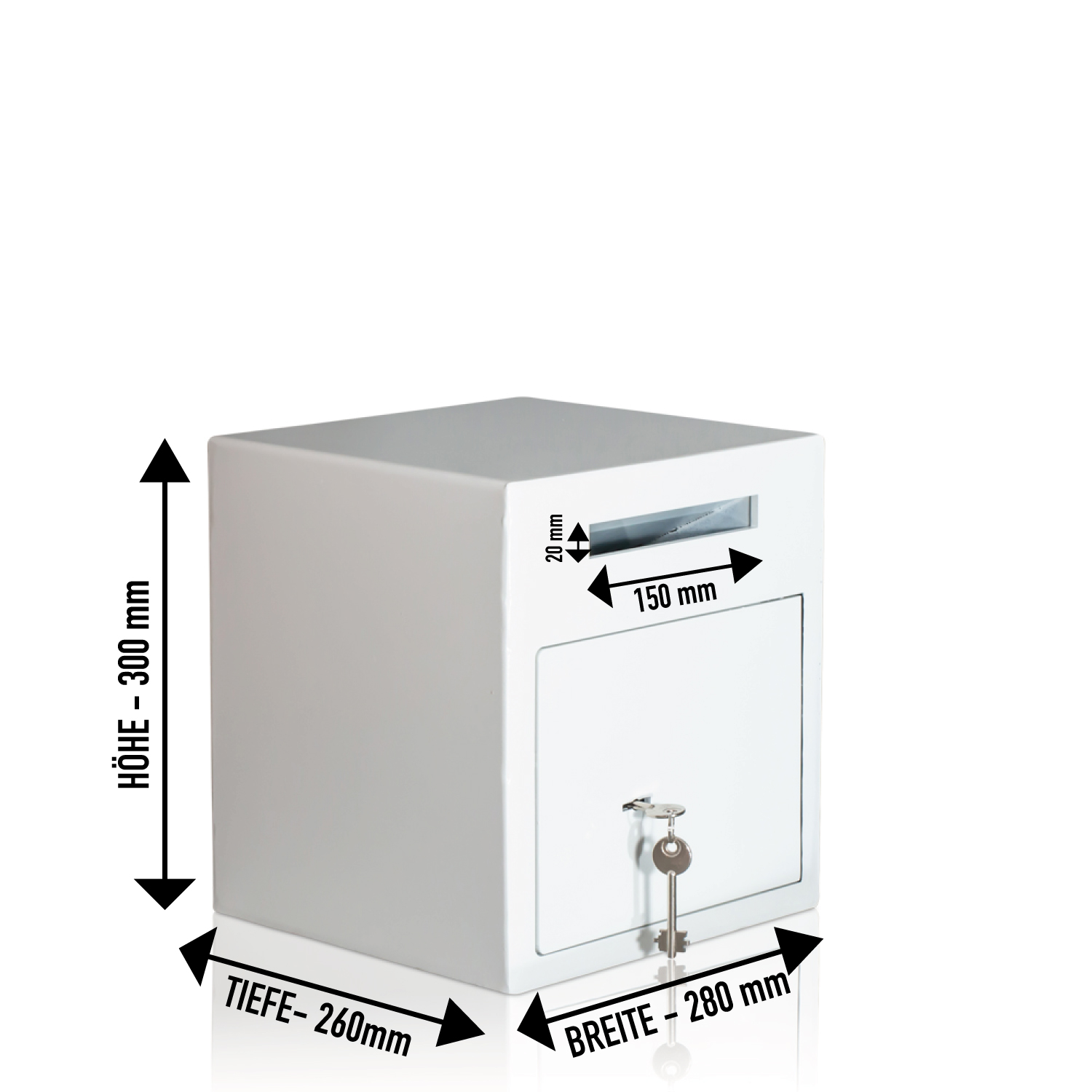 Deposit Safe with Key Lock | White | Safe for Boutique, Fashion Store, Bar