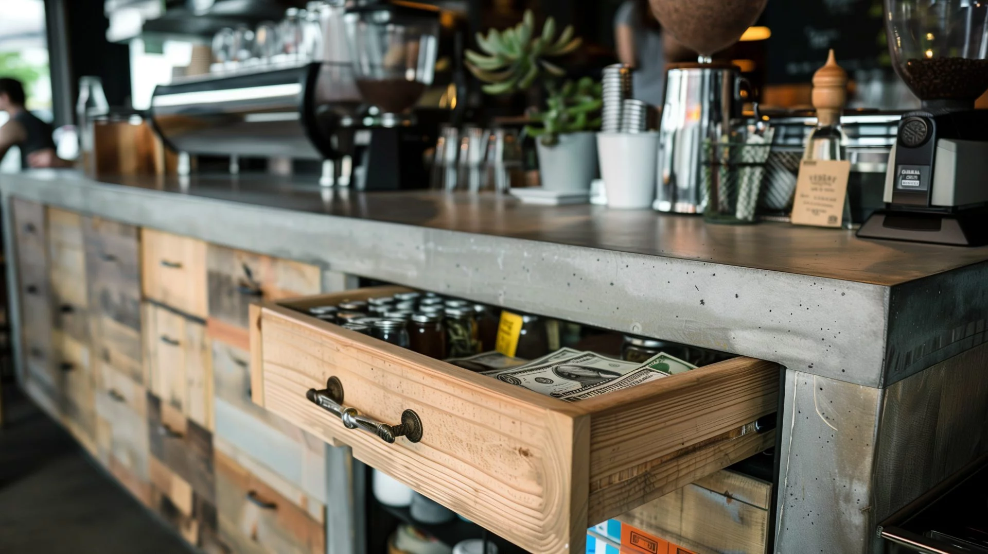 Rawli 09496 A Modern Caf Interior With A Concrete Countertop An 0562757e 9c67 470e A0ed 47dd1c1f3c16