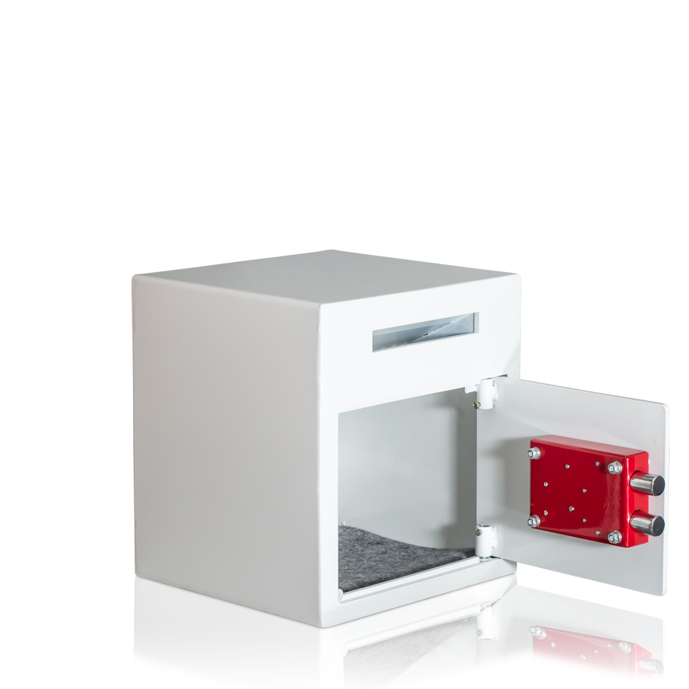 Cassetta di sicurezza per depositi con serratura a chiave | Bianco | Cassaforte per Boutique, Negozio di moda, Bar