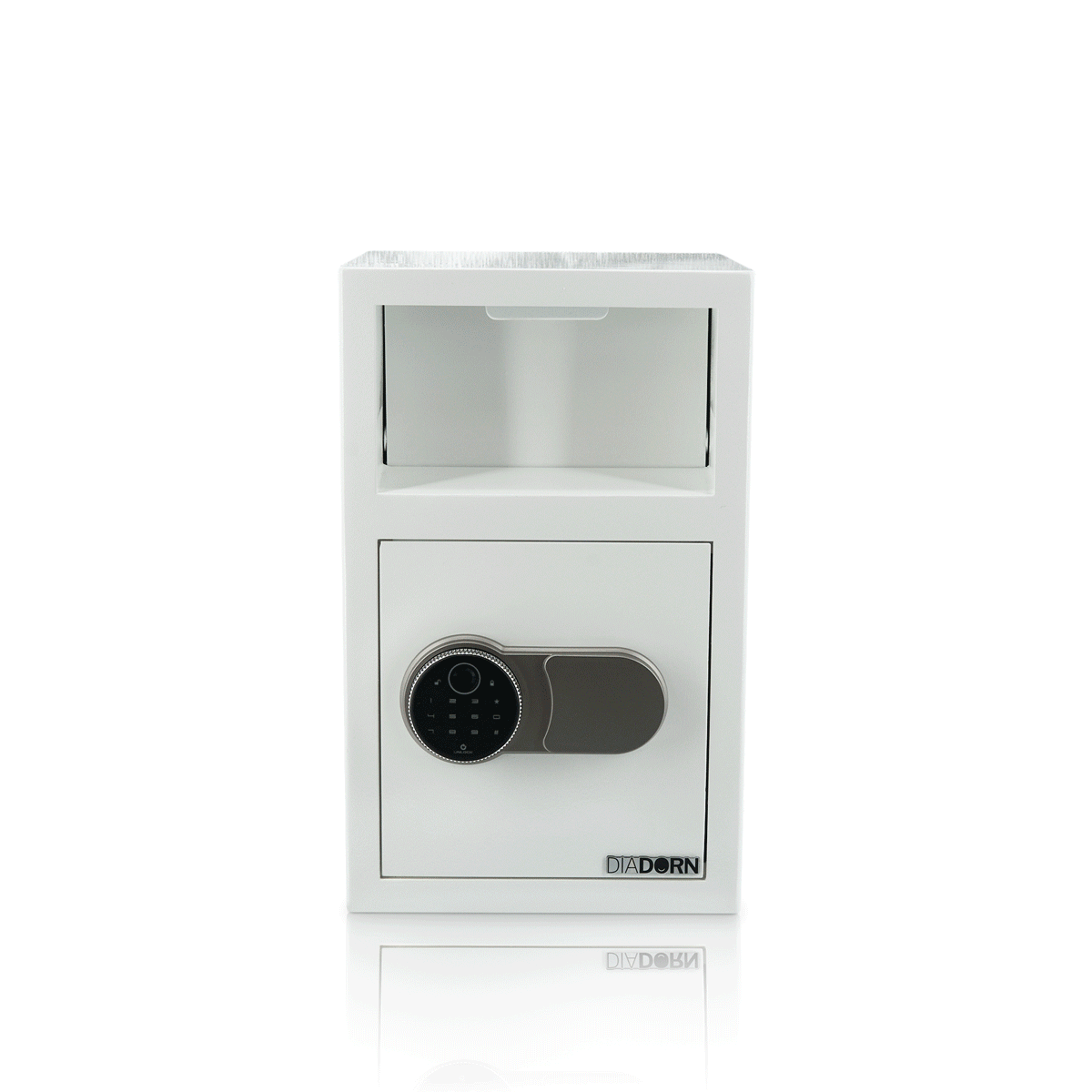 Einwurftresor mit Einwurfklappe mit Fingerprint Pin-Code Schloss | Hochglanz-Weiss Einwurftresor mit Einwurfklappe mit Fingerprint Pin-Code Schloss | Hochglanz-Weiss
